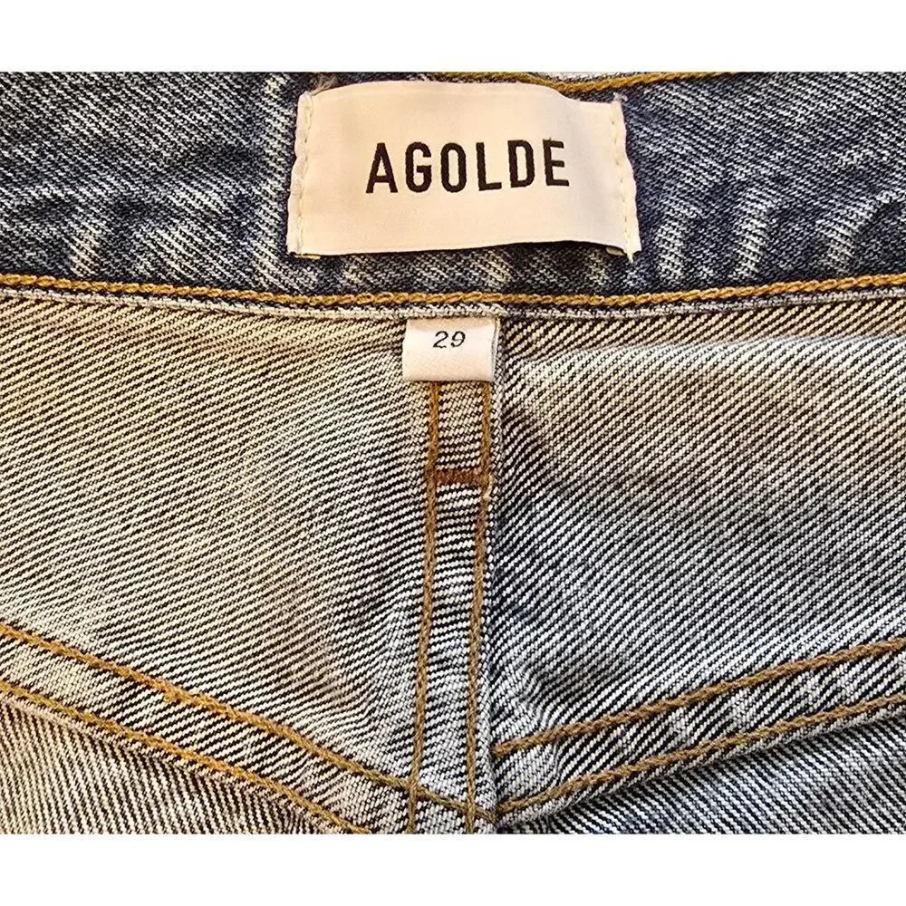 Agolde Kelly Jeans High Rise Relaxed Straight Blue Womens 29 Distressed NWT